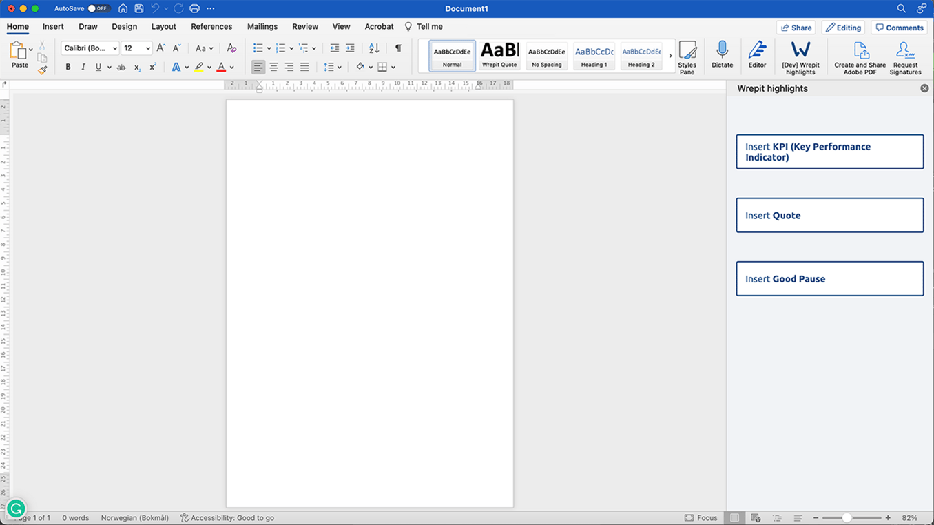 Screengrab of Wrepit Add-in default stage