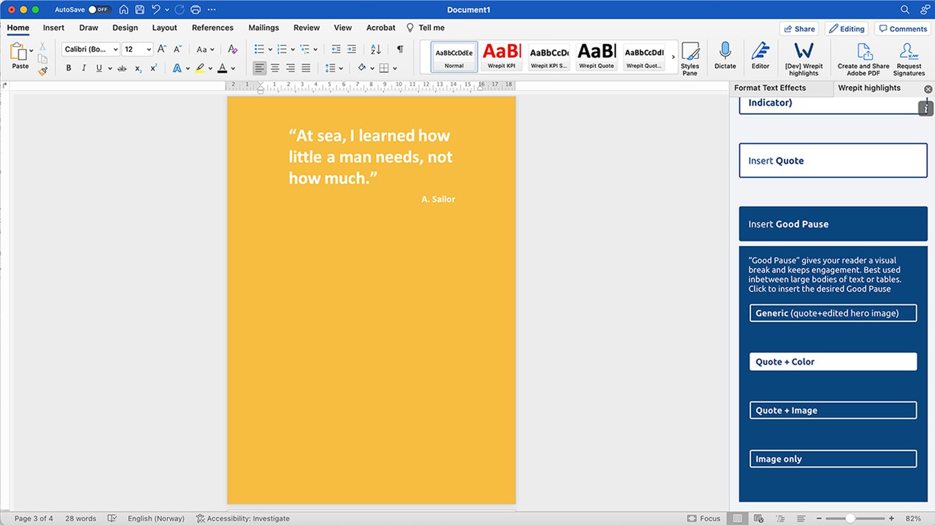 Screengrab of good pause quote on color