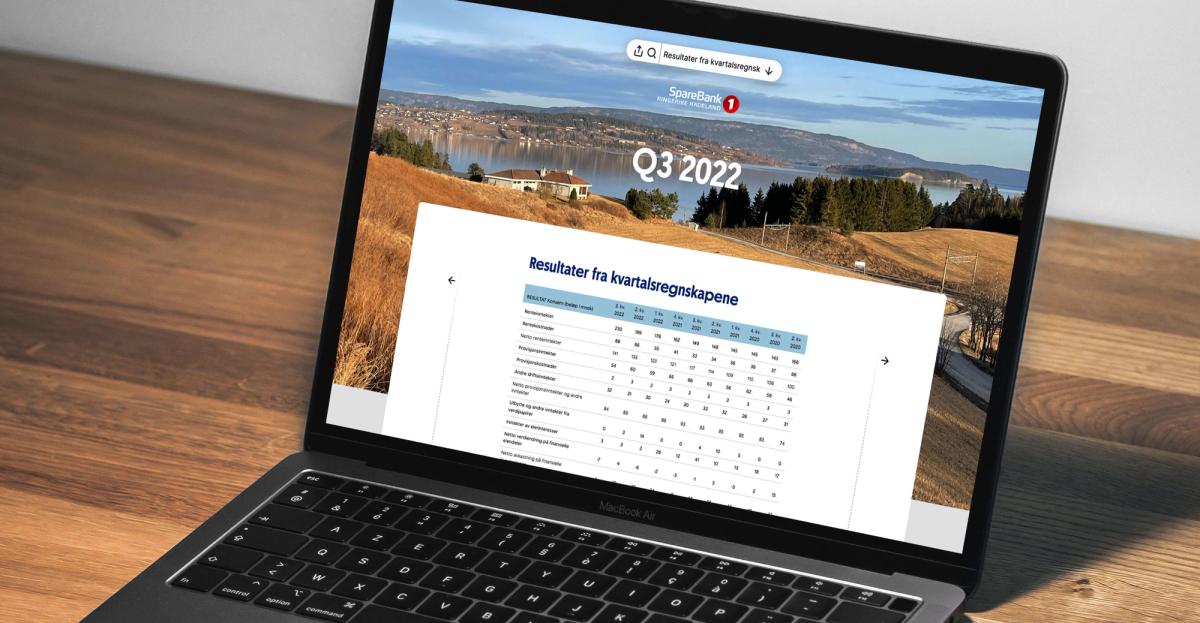 Desktop mockup of Sparebank 1 Ringerike Hadeland's wrepit report
