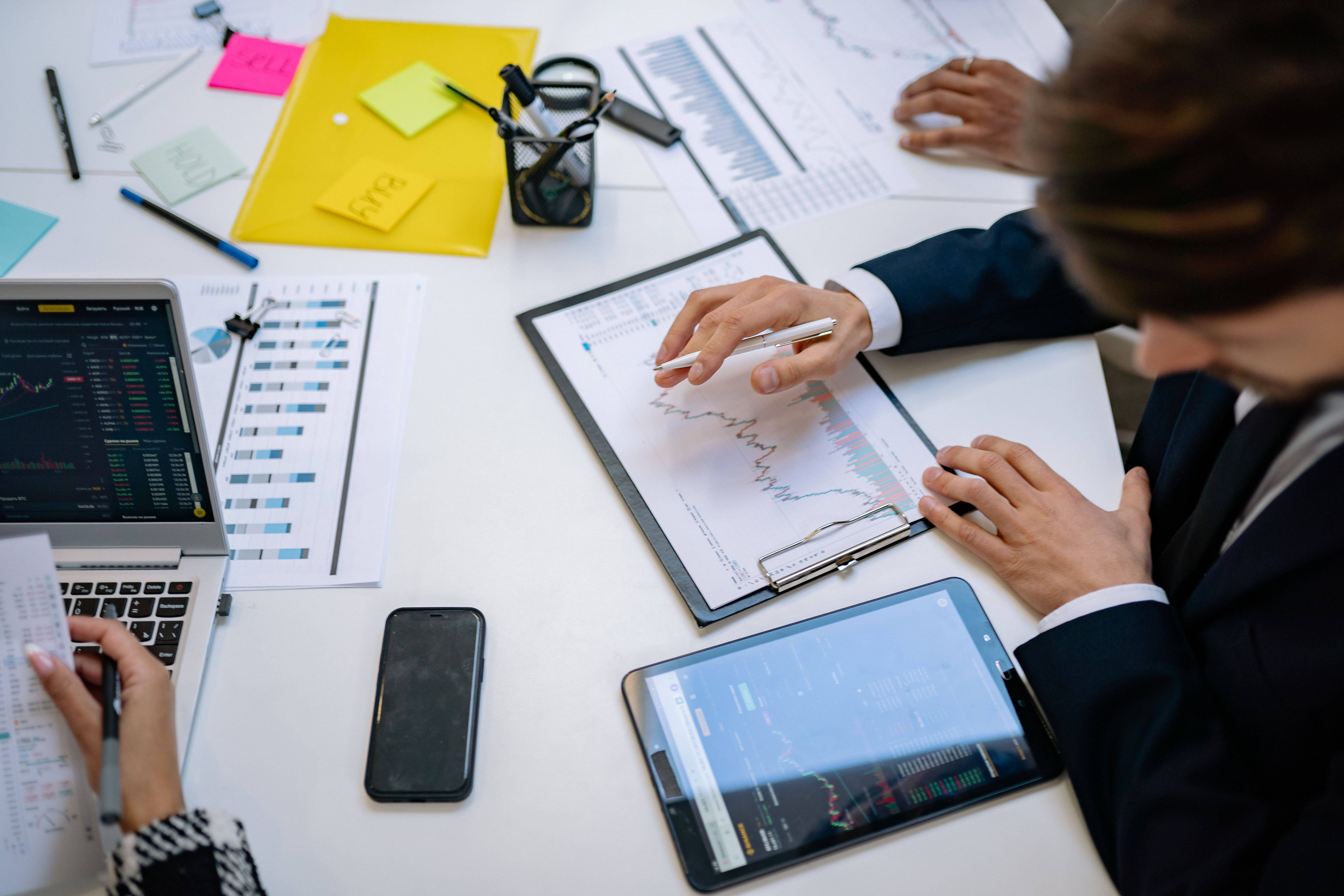 Finance team working on report